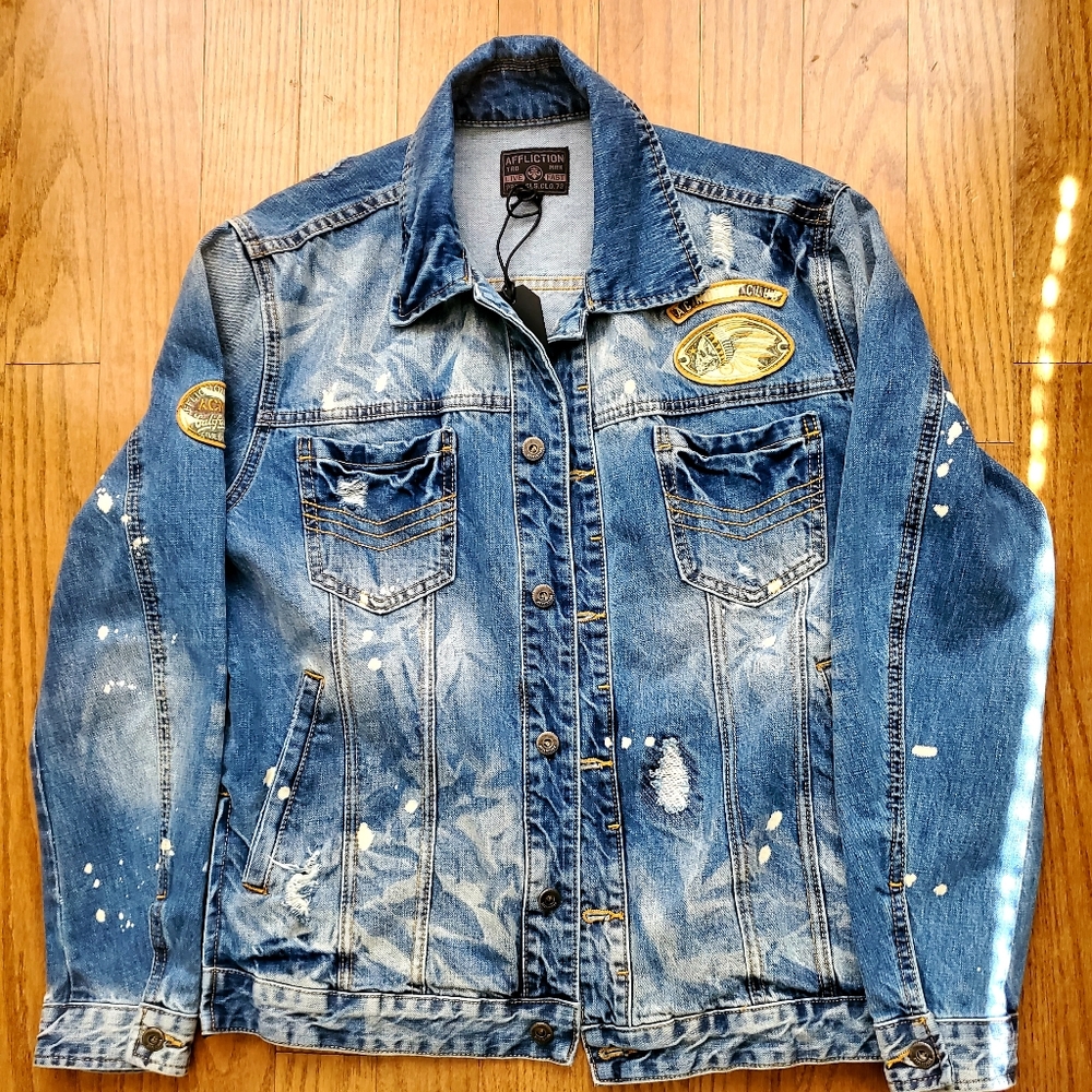 Affliction Denim Cam Jacket Large